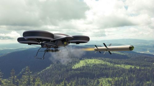 图为a-hawk Ⅱ型油动四涵道风扇多旋翼无人机