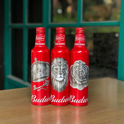 狮子座budweiser百威铝罐限量款皇冠狮子玫瑰473ml6瓶