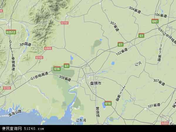 盘山县地形地图