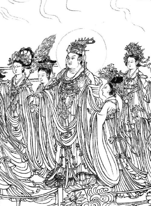 吴道子(白描)八十七神仙卷徐悲鸿(钤印:悲鸿生命,珍藏)