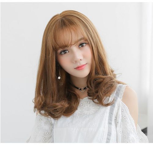 女士假发梨花头 中长短卷发大波浪bobo韩国空气刘海假发套女逼真-t