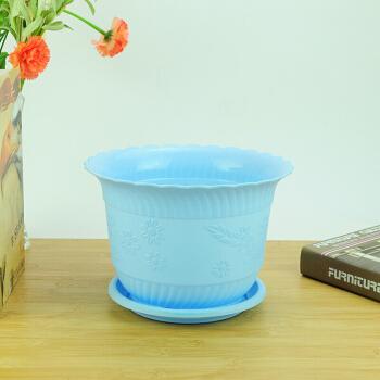 蜂后 加厚莲花花盆 阳台新料树脂塑料花盆 碗莲盆 花盆 送托 天蓝色