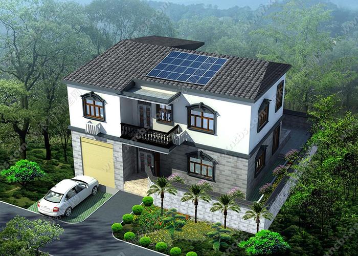 优雅别致两层坡屋顶结构农村别墅