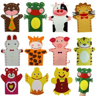 儿童手工制作材料幼儿园diy不织布材料包动物手偶讲故事不织布