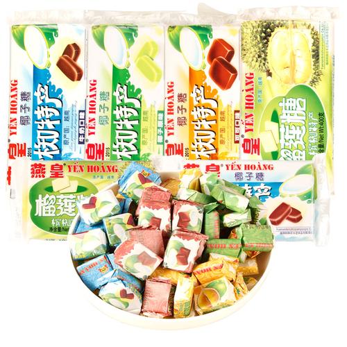 越南进口燕皇椰子糖200g喜糖水果味硬糖榴莲糖果零食散装批发视频