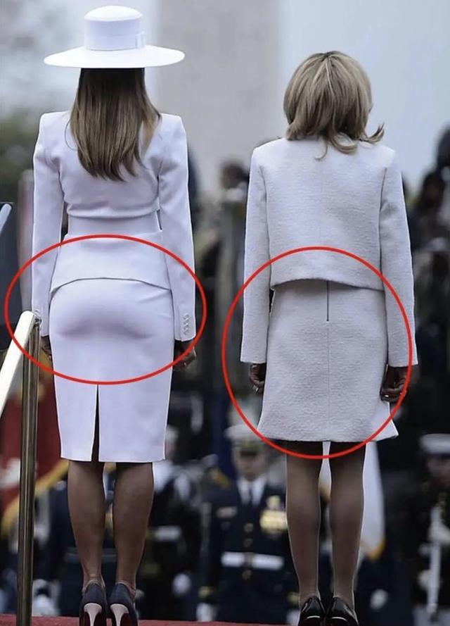 同穿白色包臀裙,布丽吉特背影尴尬,梅拉尼娅也太性感了