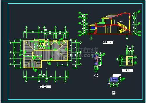 坡屋面双层别墅楼建筑设计详细图纸