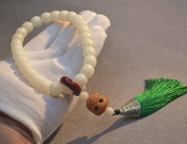 老型白玉菩提根手串手持星月佛珠金刚男女跑环配饰文玩手链菩提子