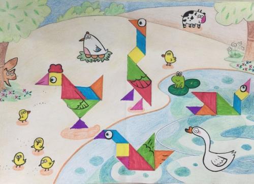 七巧板剪纸贴画