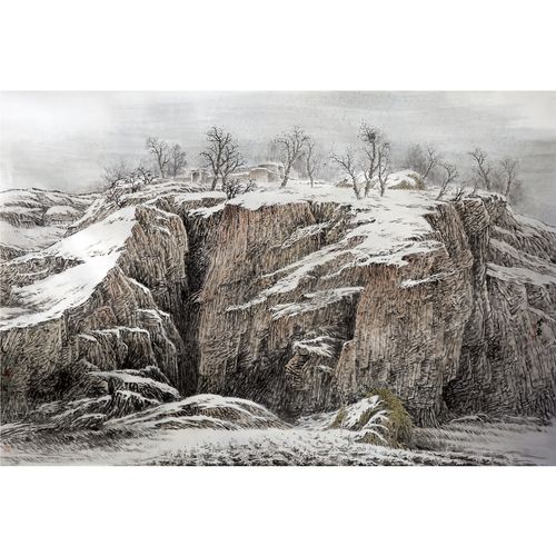 赵学东《山水》国展获奖作品巨幅 带合影