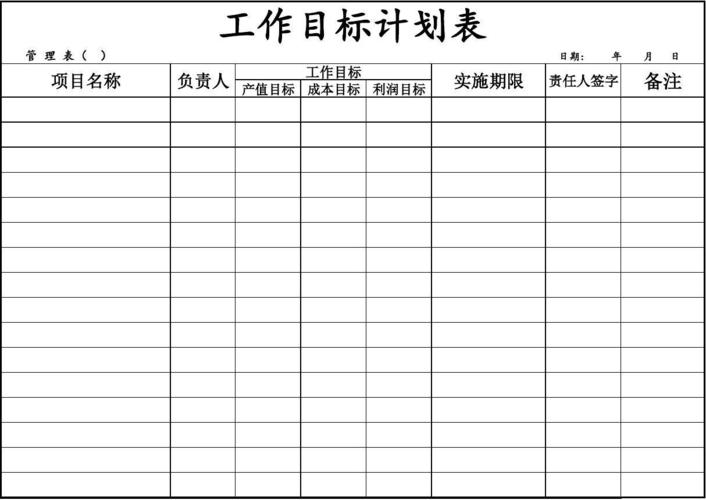 工作目标计划表