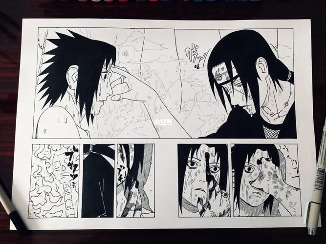 手绘!佐助vs鼬!_手绘_火影忍者_画框_兴趣爱好_绘画