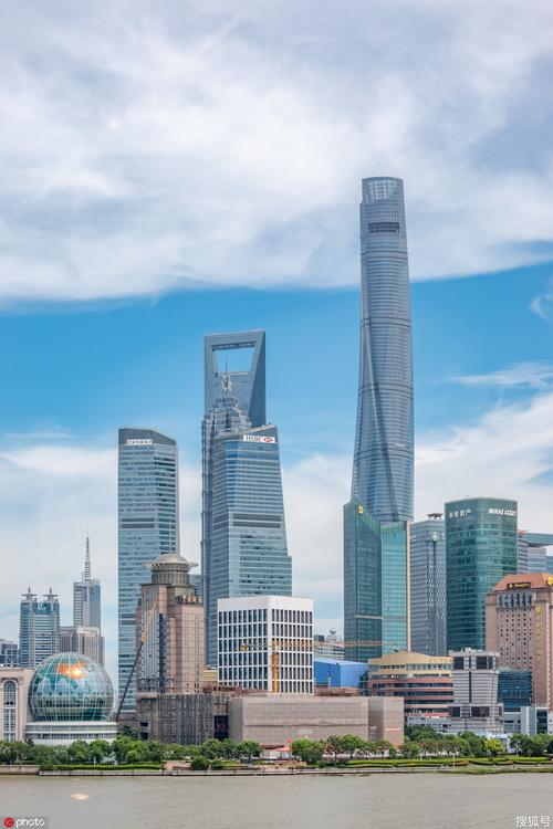 午后在外滩附近登高远眺,陆家嘴上空云淡风轻,地标建筑东方明珠,上海