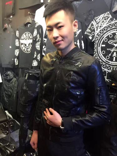 快手红人同款外套精神社会小伙外套王老大高迪同款修身皮衣外套潮