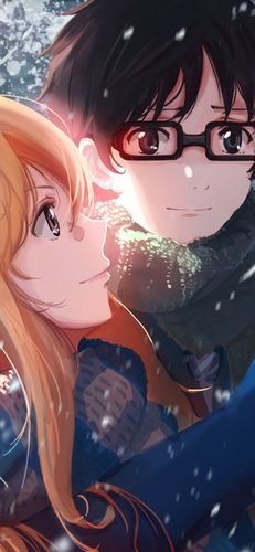 温馨的动漫情侣拥抱的