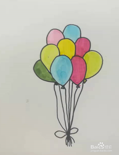 怎样用简笔画画一束气球