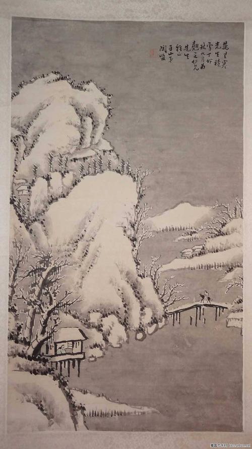 文人瓷画名家雪景山水