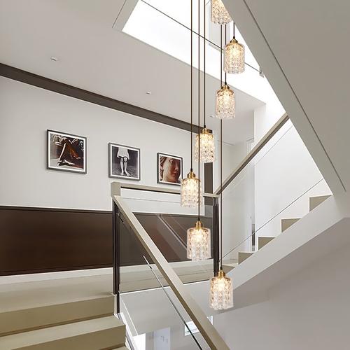 吊灯中空高中空客厅公寓轻奢水晶灯中式新中式楼梯