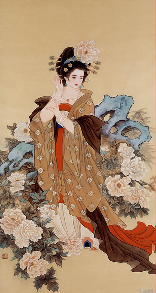 古代四大美女画像西施昭君貂蝉贵妃挂画客厅装饰画仕女丝绸卷轴画