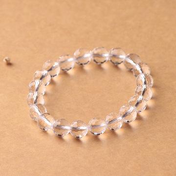 天然刻面白水晶手链女 角度手链6-10mm白水晶刻面单圈三圈手串