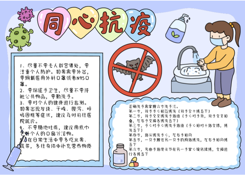 疫情儿童手绘手抄报模板