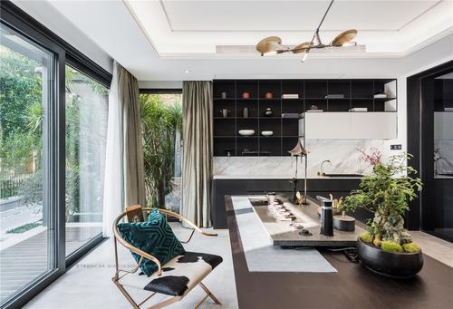 轻奢别墅茶室装修设计效果图 茶馆装修轻奢风格别墅