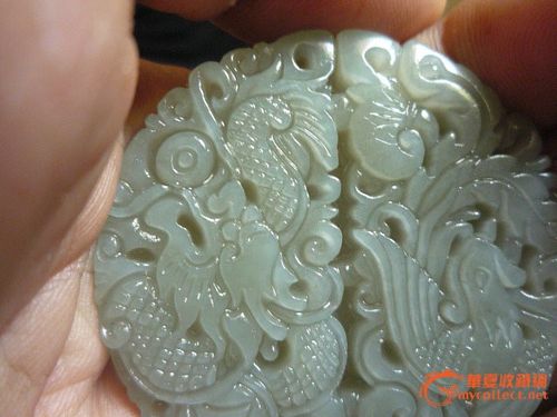 和田玉龙凤呈祥玉牌