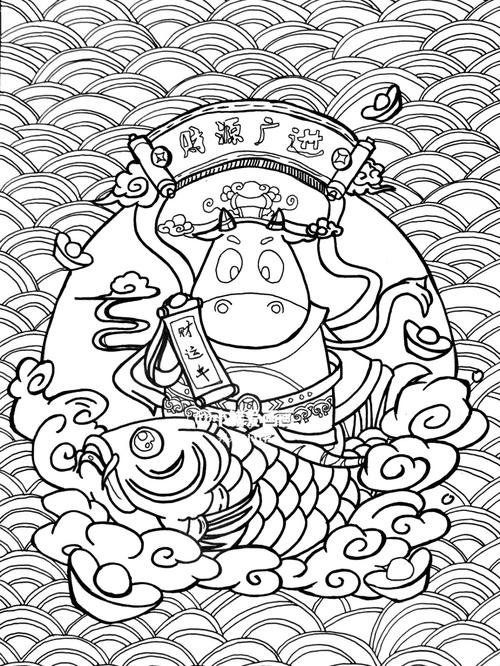【每日一画】"牛年元旦主题画"黑白装饰画_装饰画_元旦去哪玩_黑白