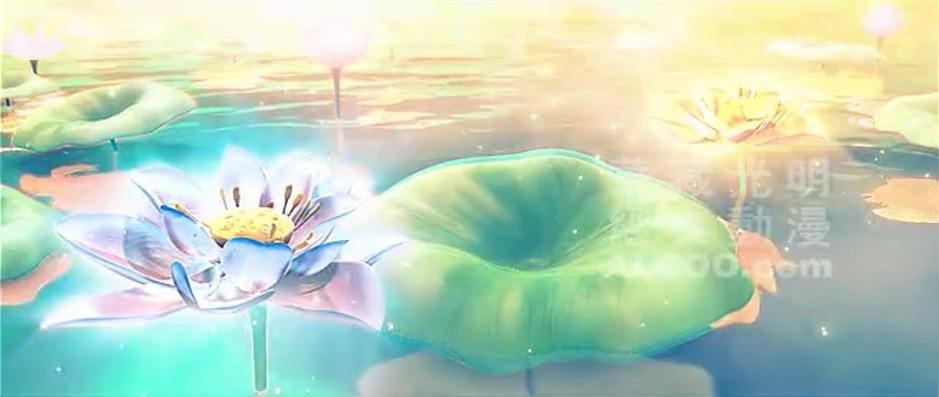 极乐世界,池中又有许多莲花,那的莲花如车轮般大而美丽.