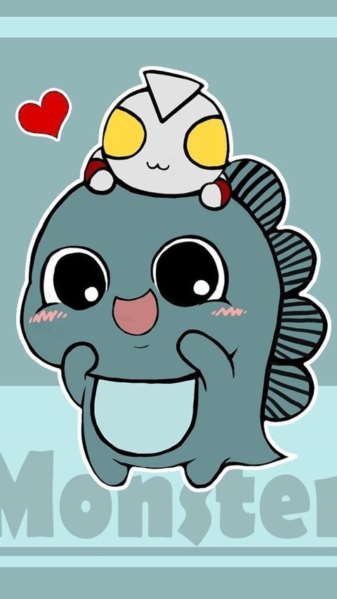 小怪兽和奥特曼爱情疗伤手机壁纸