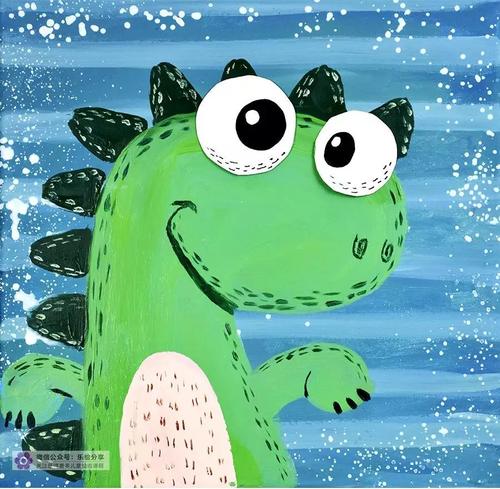 儿童水粉画创意画教程可爱的恐龙宝宝