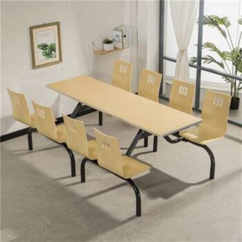 60食堂餐桌学校公司员工医院椅4人位组合快餐小吃店不锈钢连体8人位