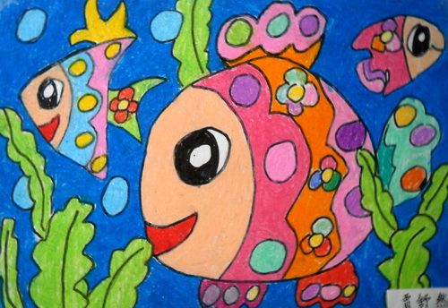 水中小鱼/少儿绘画作品/儿童画/网络美术馆_中国少儿
