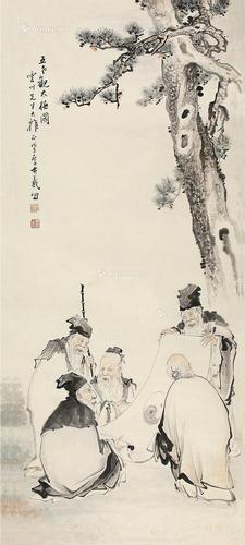 五老观太极 镜片 设色纸本