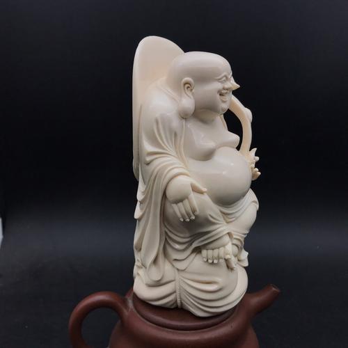 猛犸牙弥勒佛摆件牙心材料金亮大师摆件