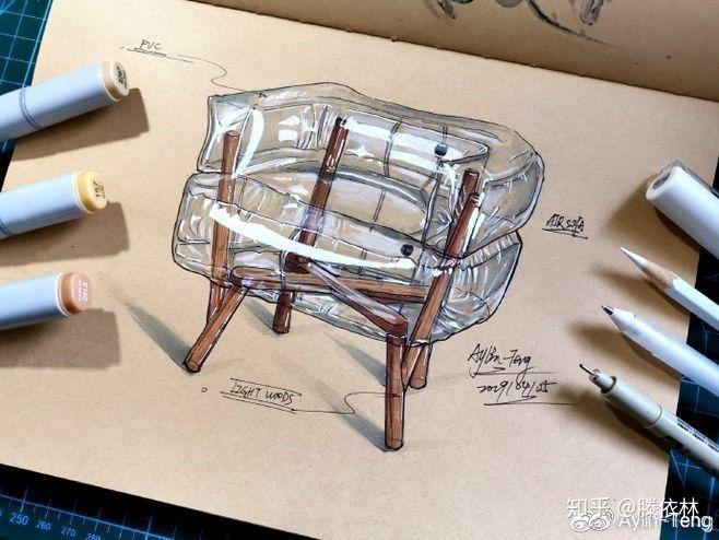 沙发设计手绘图(滕依林绘制)