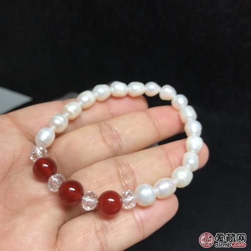 38天然珍珠红玛瑙手链精品项链爱藏保真出品保
