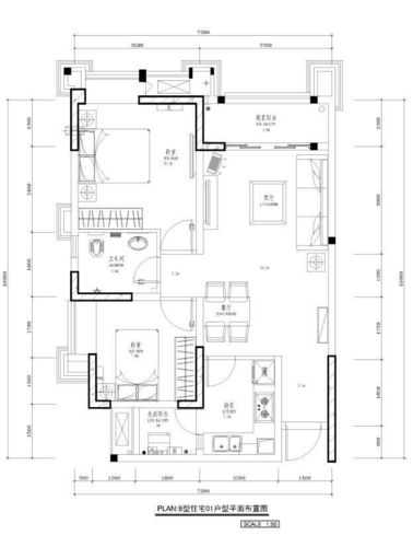 云篆山水公租房二室一厅户型图