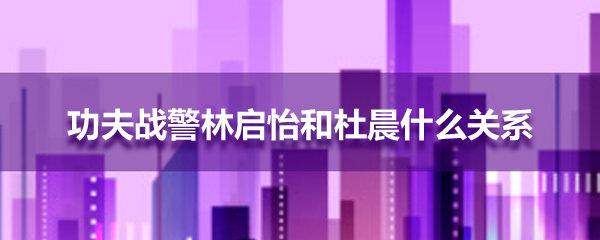 功夫战警林启怡和杜晨什么关系