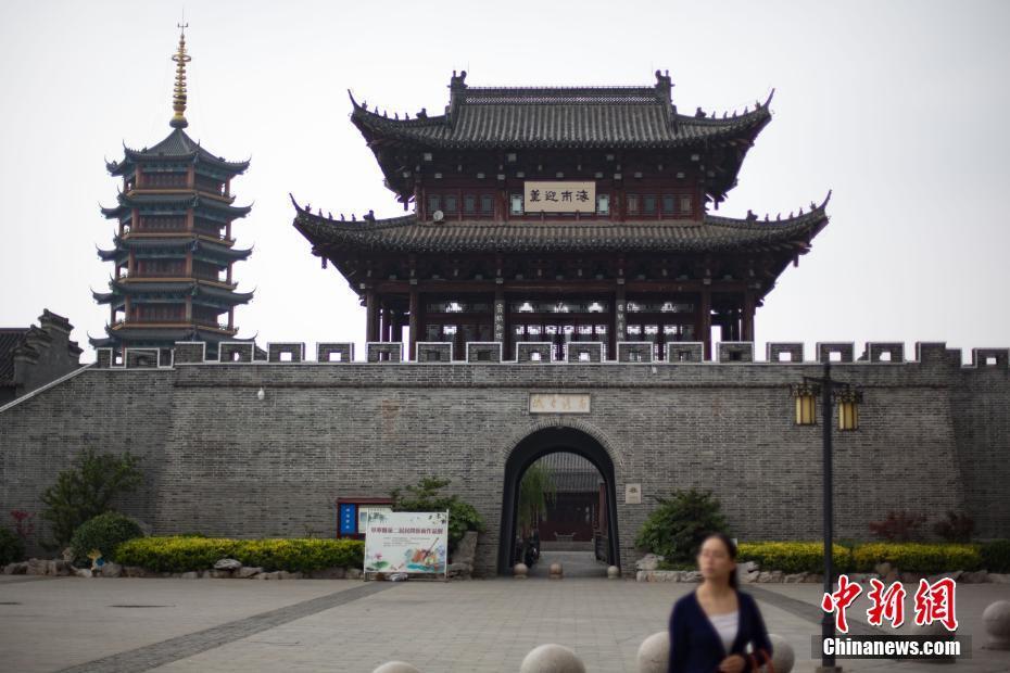 航拍江苏阜宁县庙湾古城 明清建筑展历史沿革