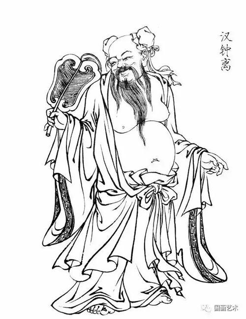 工笔白描图稿八仙与四美