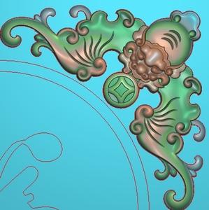 精雕图浮雕图 蝙蝠角花浮雕图90878