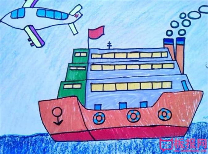 儿童画图片,轮船儿童画