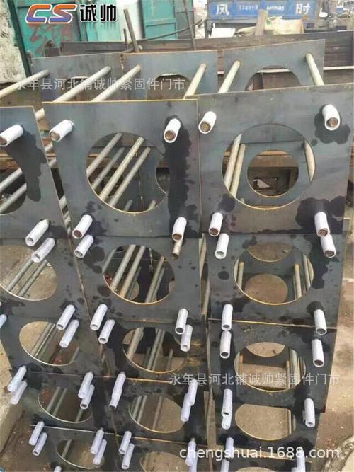 碳钢q235焊接地笼预埋件螺丝 法兰盘m64钢结构塔基地脚预埋件螺栓