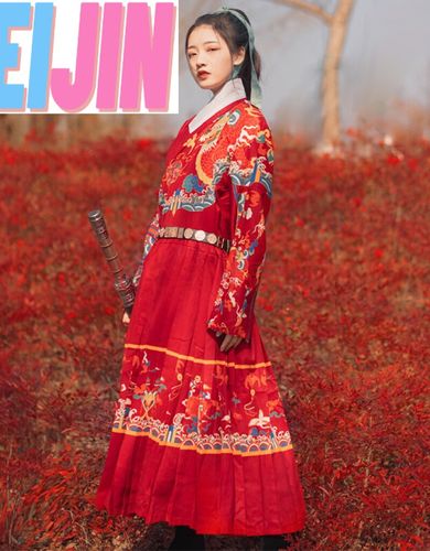 女装 旗袍/汉服 菲晋 【优选新品】飞鱼服汉服明制女贴里曳撒印花情侣