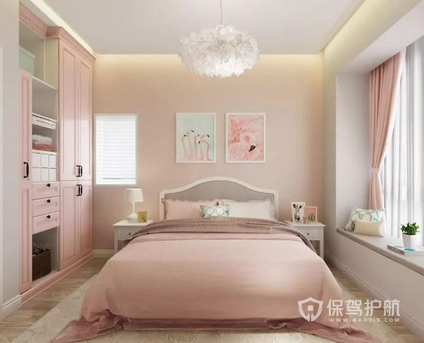 ins北欧小清新风卧室粉红色衣柜装修效果图