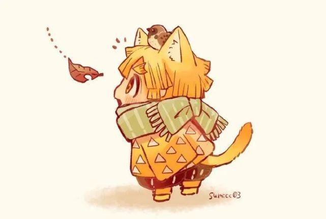 鬼灭之刃:善逸小猫咪!我爱云吸猫!