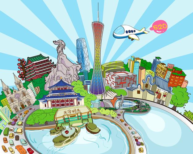 夫妇是广州人所以画中有广州建筑,也有他们约会的地点,而且这朋友很