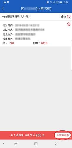 3   选择需要处理的违法后,点击处理并缴款前往工商银行支付页面