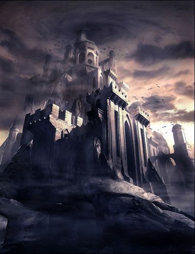 梦幻天空城堡动漫情景平面广告